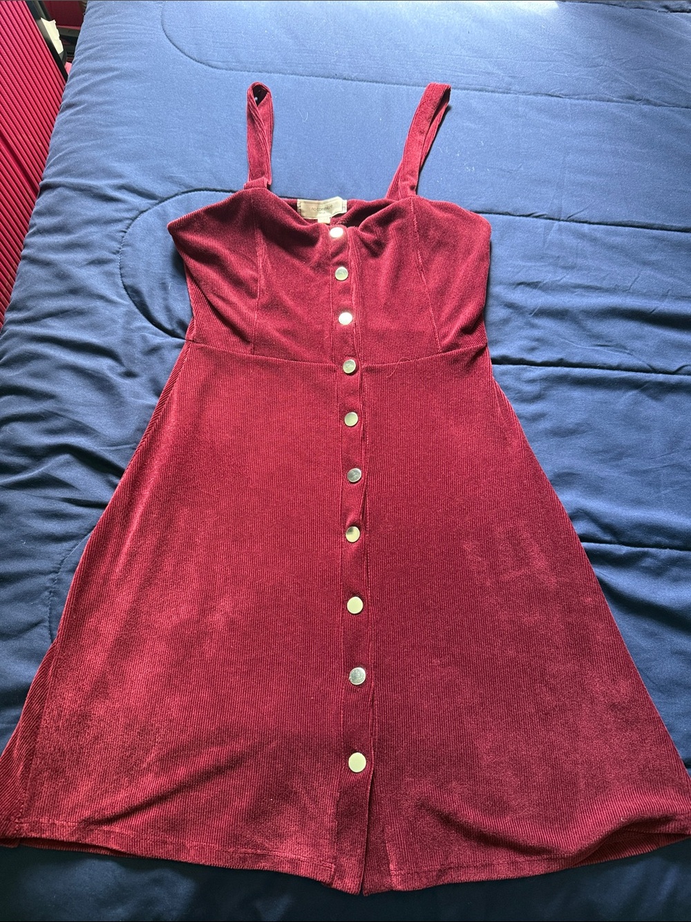 Velvet Button-Front Midi Dress in Burgundy